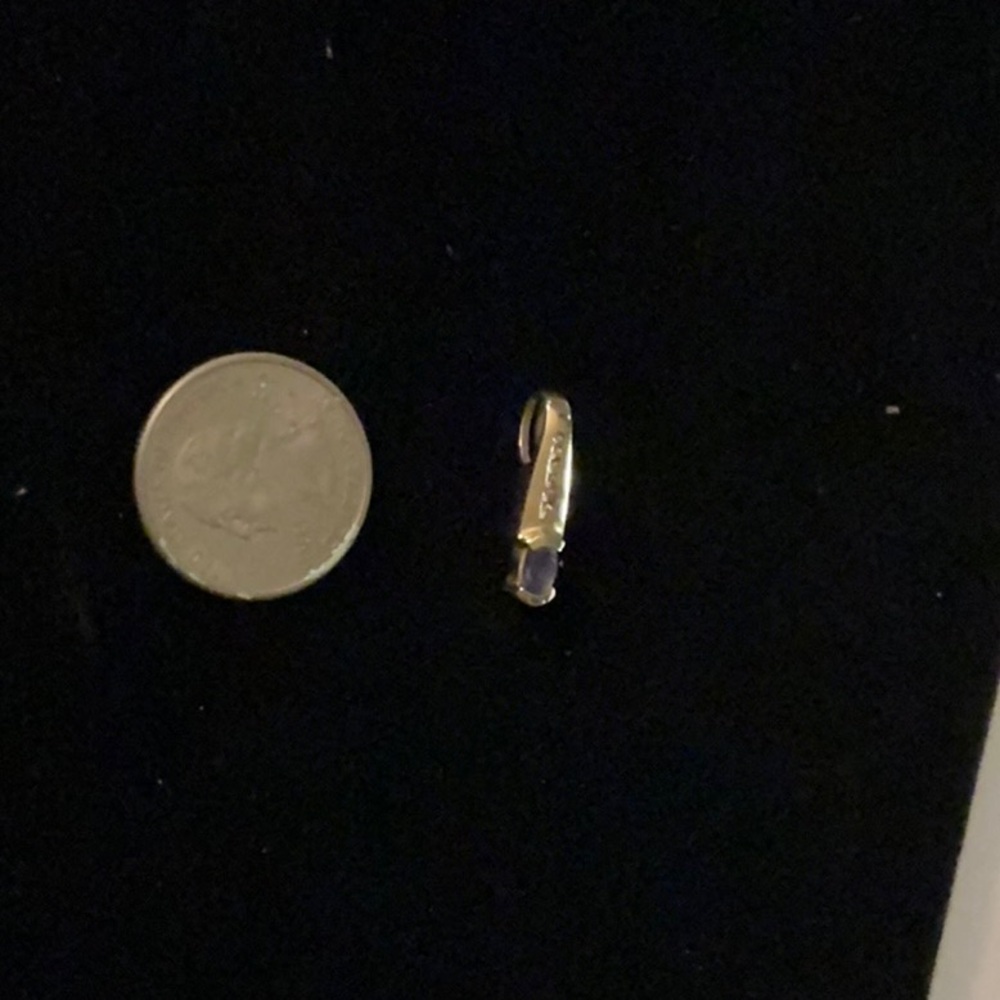 **SOLD** 14kt yellow gold Tanzanite and Diamond Drop Pendant (C633)